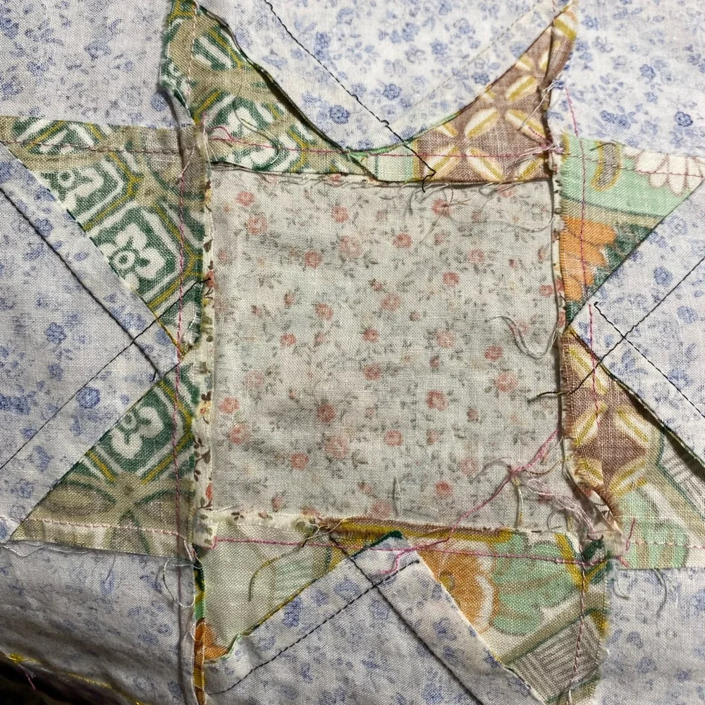 Handmade Patchwork Star Quilt - Multicolor